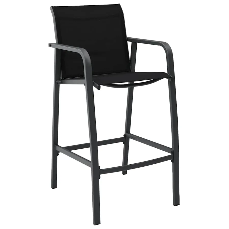 Chaises de bar de jardin lot de 2 Noir Textilène - 2