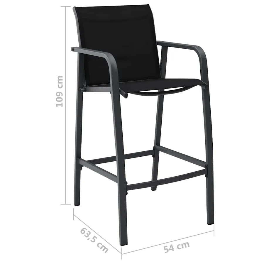 Chaises de bar de jardin lot de 2 Noir Textilène - 7