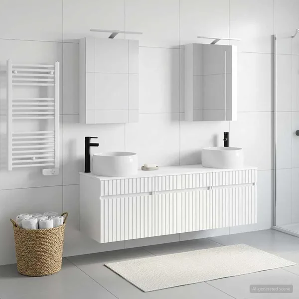 Ensemble d'armoire de salle de bain 5 pcs Blanc