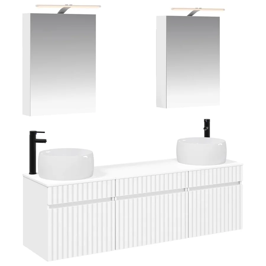 Ensemble d'armoire de salle de bain 5 pcs Blanc - 2
