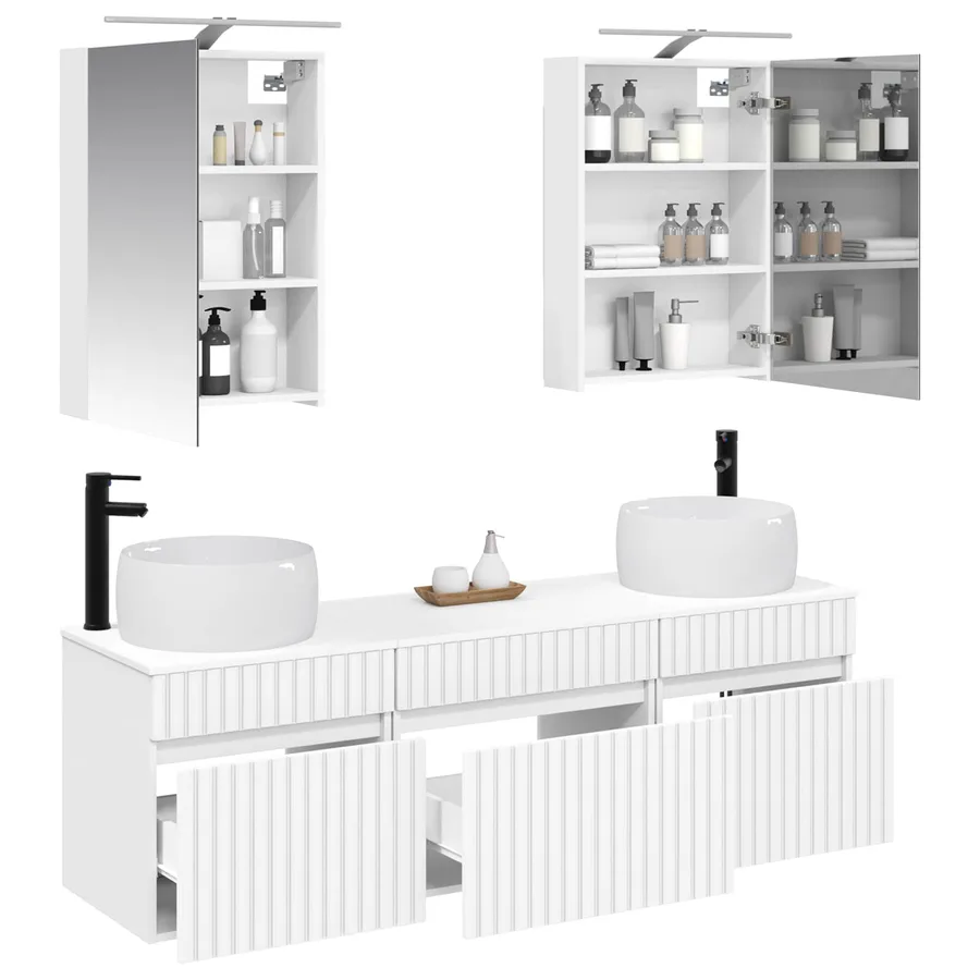 Ensemble d'armoire de salle de bain 5 pcs Blanc - 3