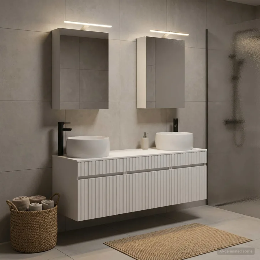 Ensemble d'armoire de salle de bain 5 pcs Blanc - 4