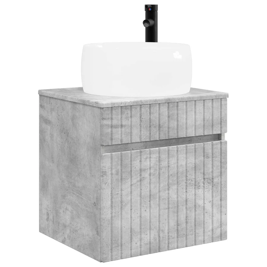 Ensemble d'armoire de salle de bain 5 pcs Gris béton - 5