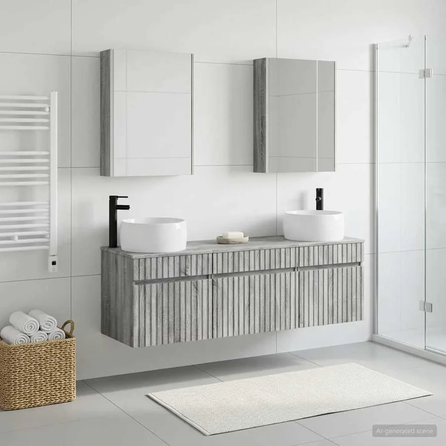 Ensemble d'armoire de salle de bain 5 pcs Sonoma gris