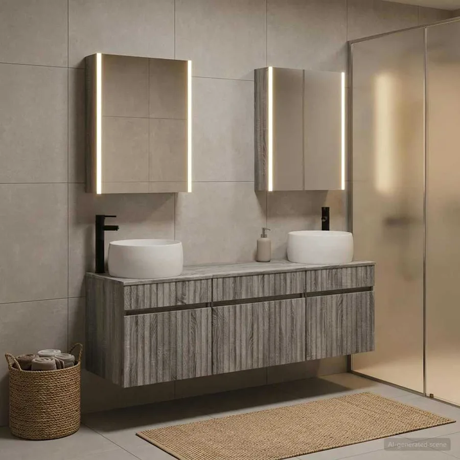 Ensemble d'armoire de salle de bain 5 pcs Sonoma gris - 4