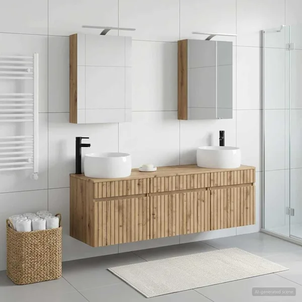 Ensemble d'armoire de salle de bain 5 pc Chêne artisanal