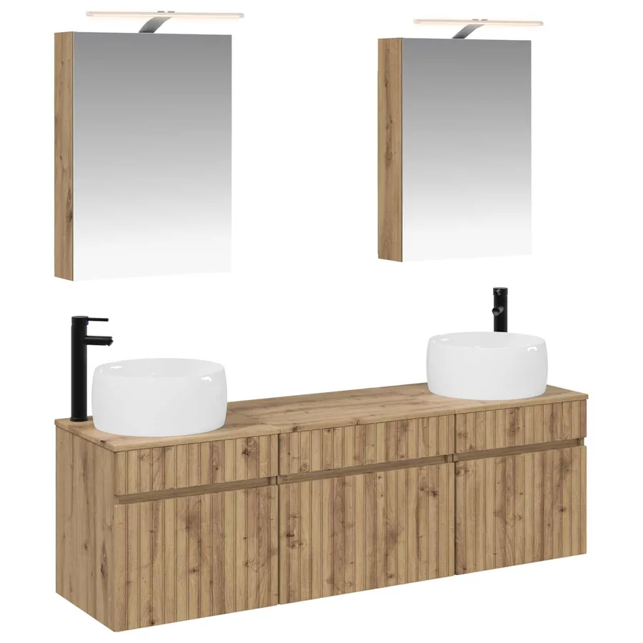 Ensemble d'armoire de salle de bain 5 pc Chêne artisanal - 2