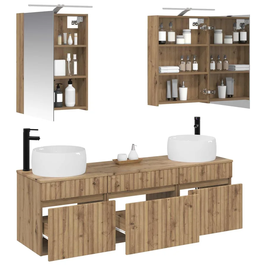 Ensemble d'armoire de salle de bain 5 pc Chêne artisanal - 3