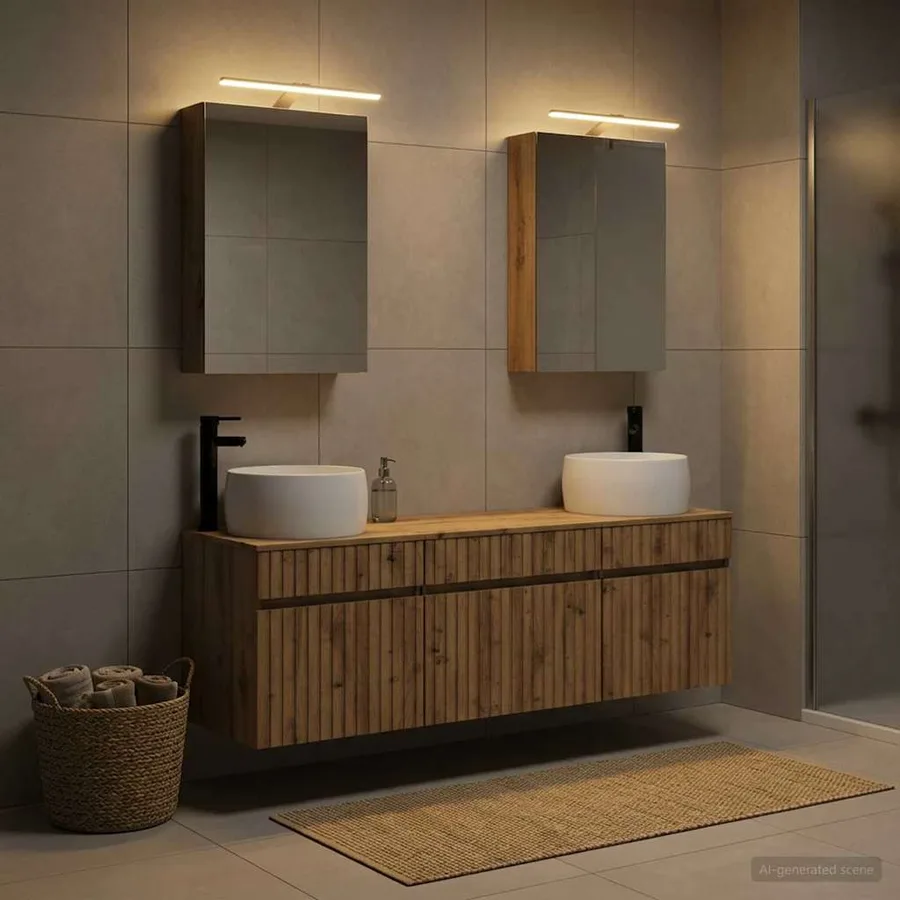 Ensemble d'armoire de salle de bain 5 pc Chêne artisanal - 4