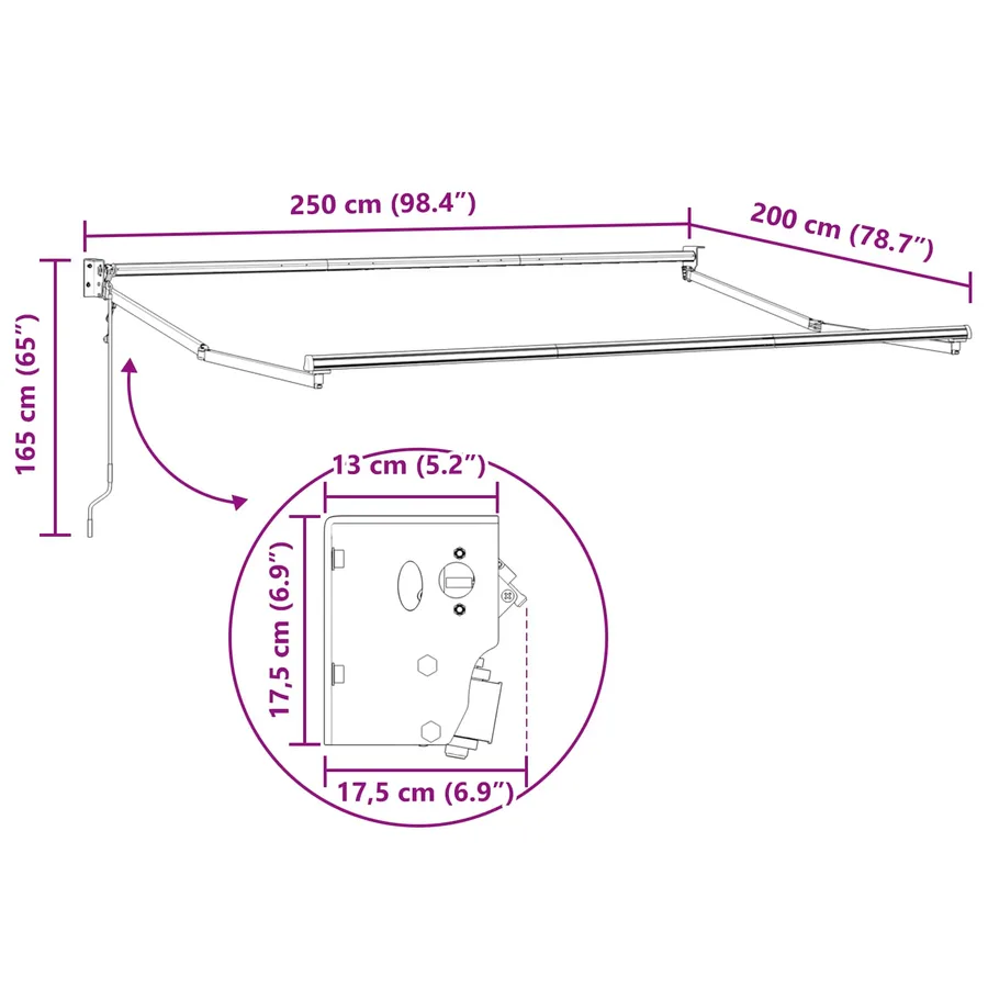 Auvent rétractable Anthracite et blanc 2,5 x 2 m - 11