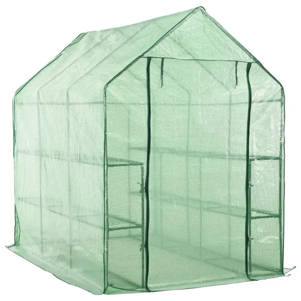 Walk-in greenhouse with 12 shelves steel 143x214x196 cm