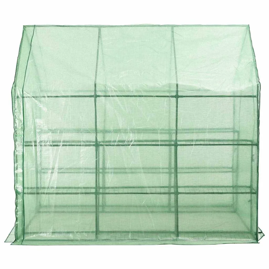 Walk-in greenhouse with 12 shelves steel 143x214x196 cm - 4