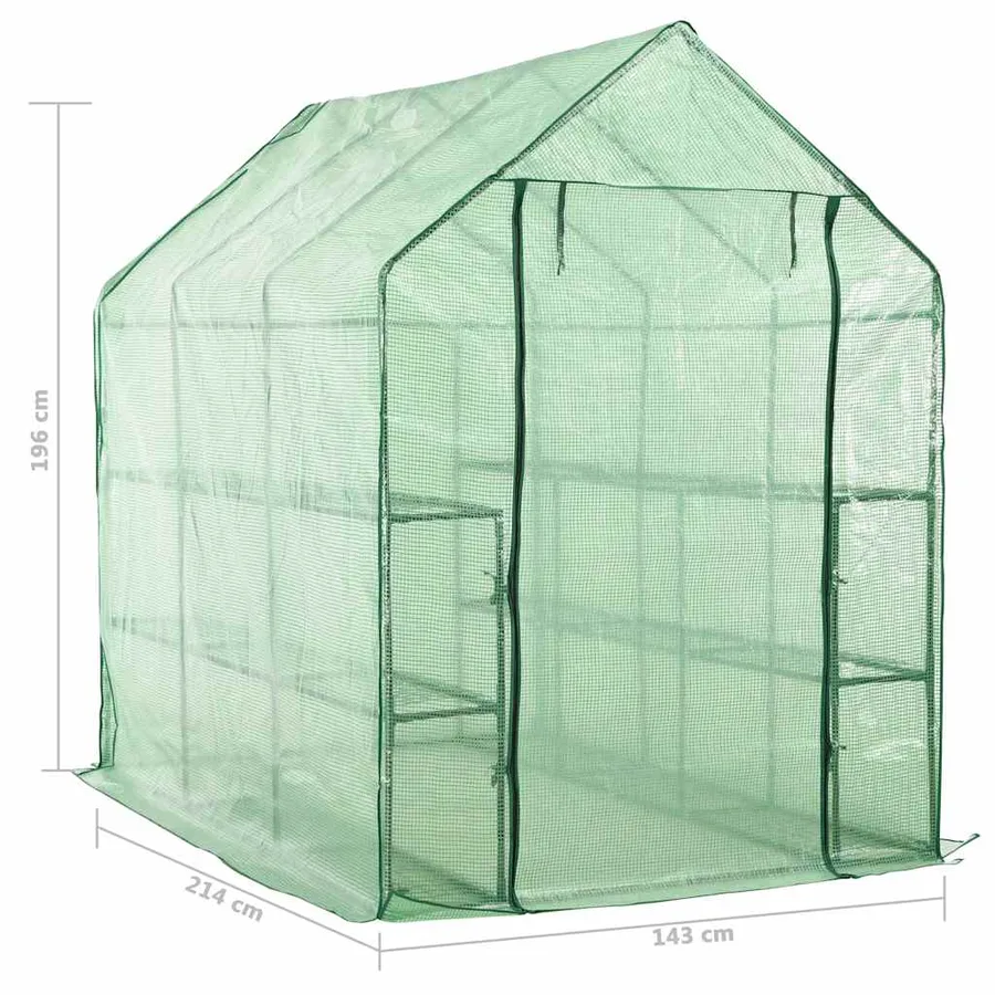 Serre de plain-pied avec 12 étagères Acier 143x214x196 cm - 7
