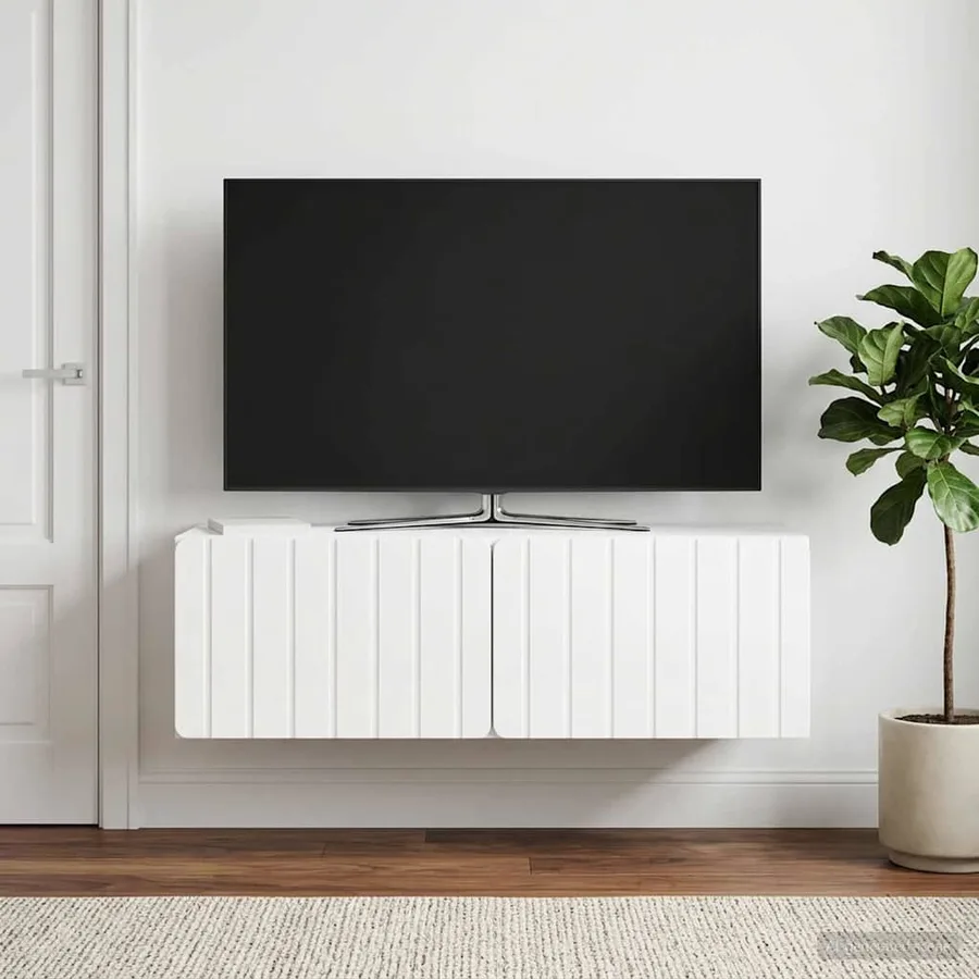 Meuble TV mural 98 x 41 x 30 cm Blanc brillant - 4