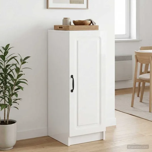Buffet Blanc brillant 33 x 34,5 x 87 cm Bois d'ingénierie