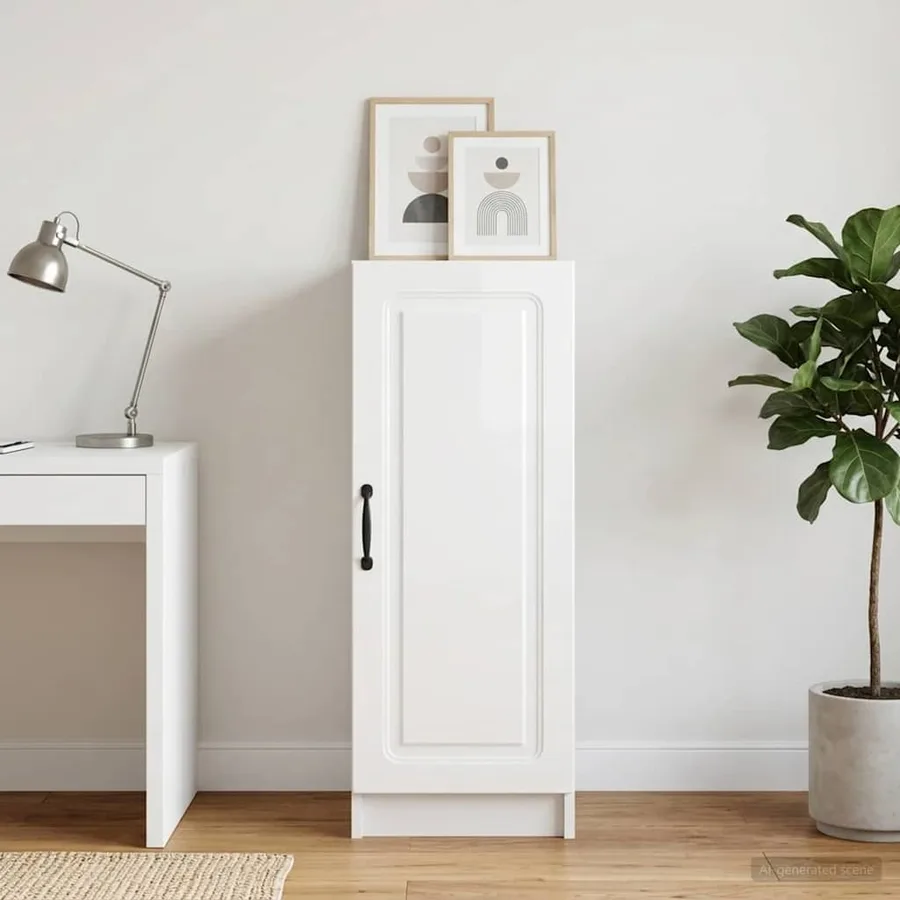 Buffet Blanc brillant 33 x 34,5 x 87 cm Bois d'ingénierie - 4