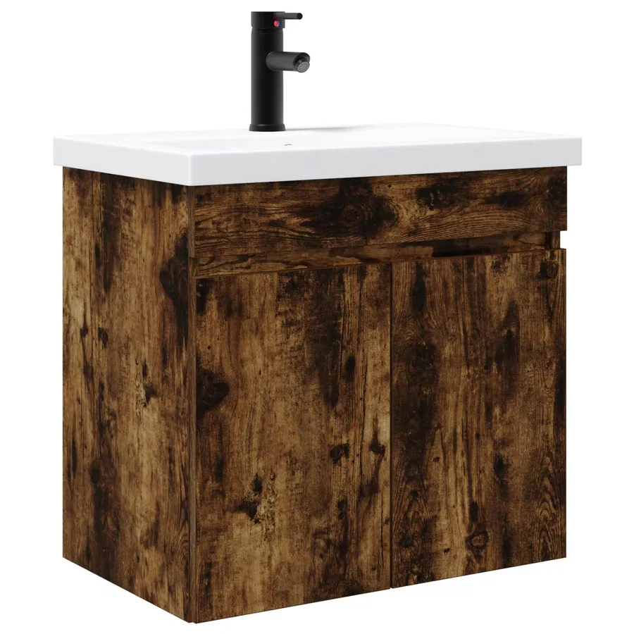 Meuble de salle de bain avec robinet Chêne fumé - 2