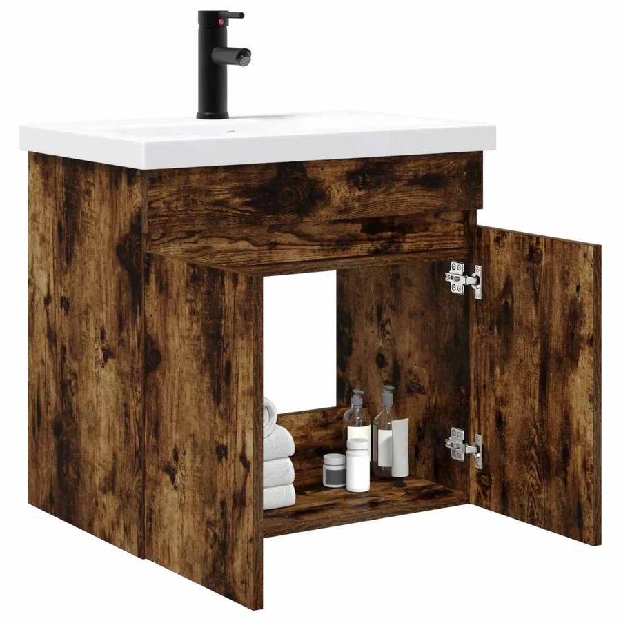 Meuble de salle de bain avec robinet Chêne fumé - 3
