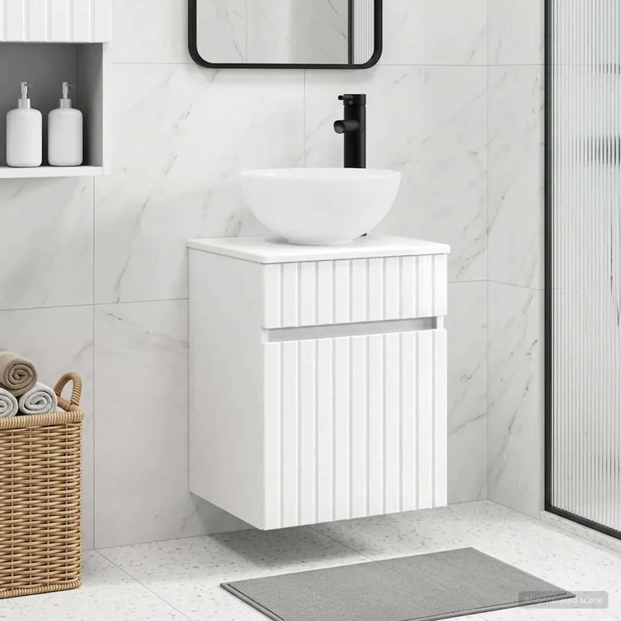 Meuble de lavabo mural Blanc brillant 39 x 41 x 64,5 cm
