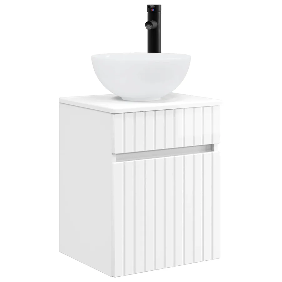 Meuble de lavabo mural Blanc brillant 39 x 41 x 64,5 cm - 2