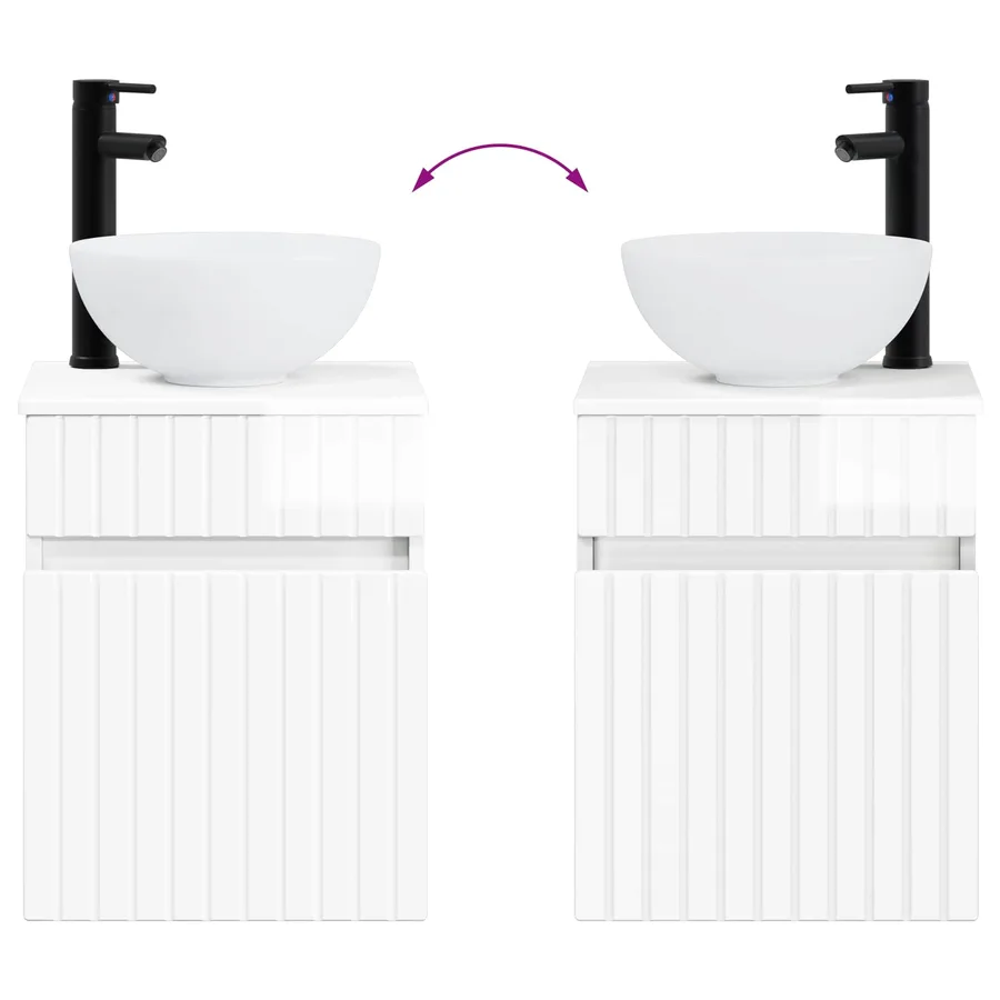 Meuble de lavabo mural Blanc brillant 39 x 41 x 64,5 cm - 7