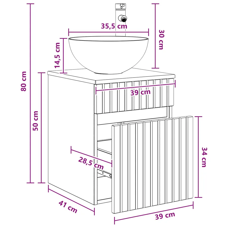 Meuble de lavabo mural Blanc brillant 39 x 41 x 64,5 cm - 9