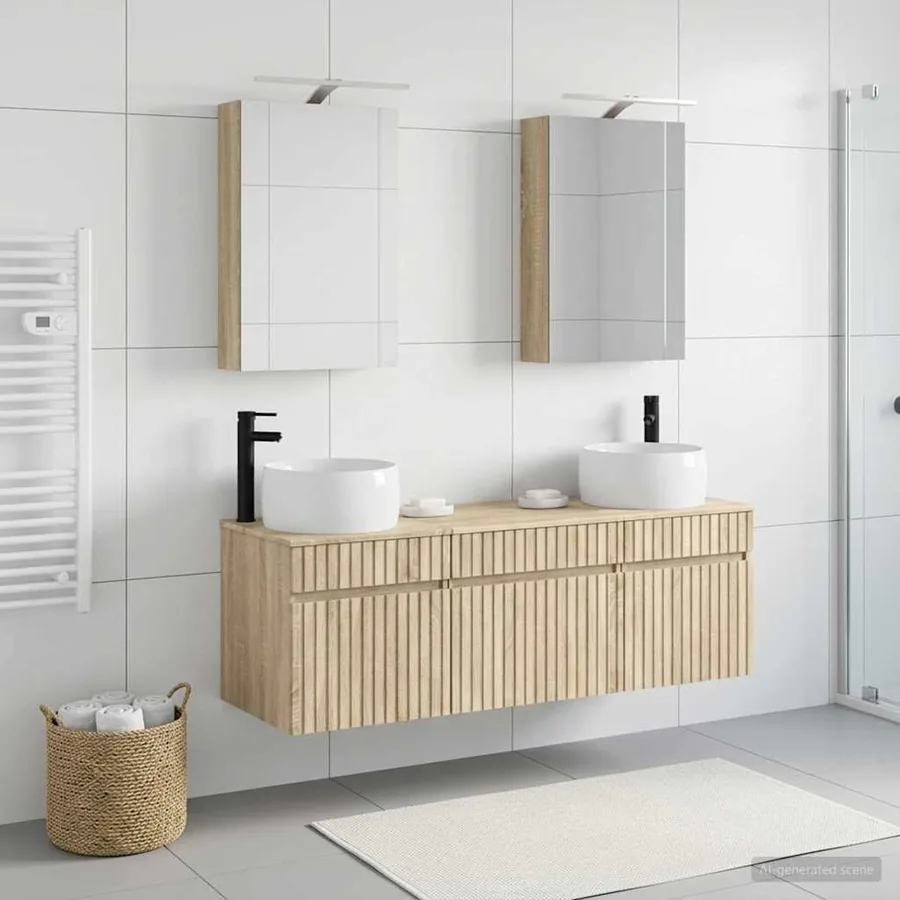 Ensemble d'armoire de salle de bain 5 pcs Chêne Sonoma