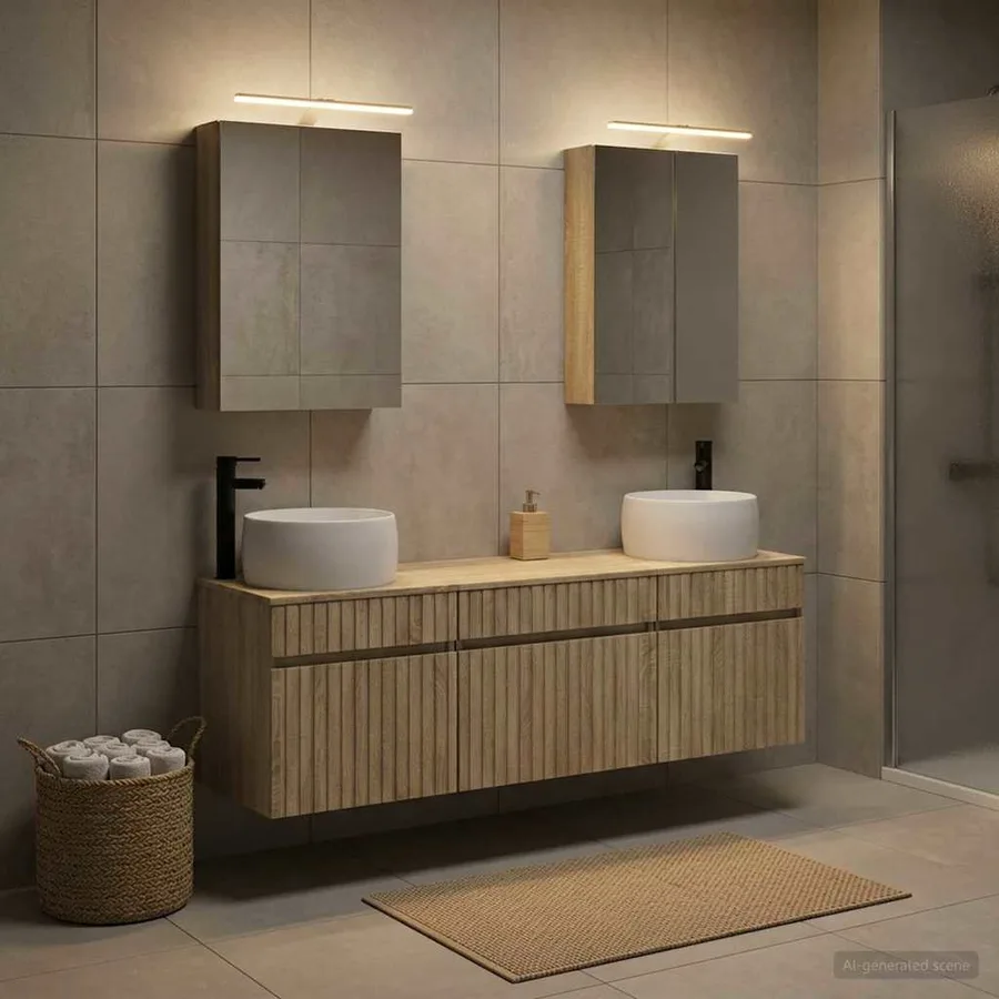 Ensemble d'armoire de salle de bain 5 pcs Chêne Sonoma - 4
