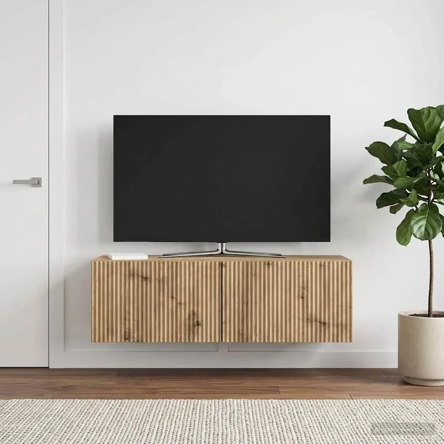 Meuble TV mural 98 x 31 x 30 cm Chêne artisanal - 4