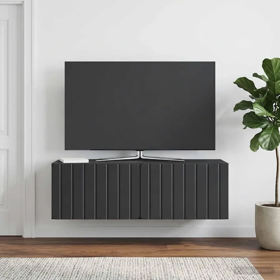 Meuble TV mural 98 x 31 x 30 cm Noir Bois d'ingénierie