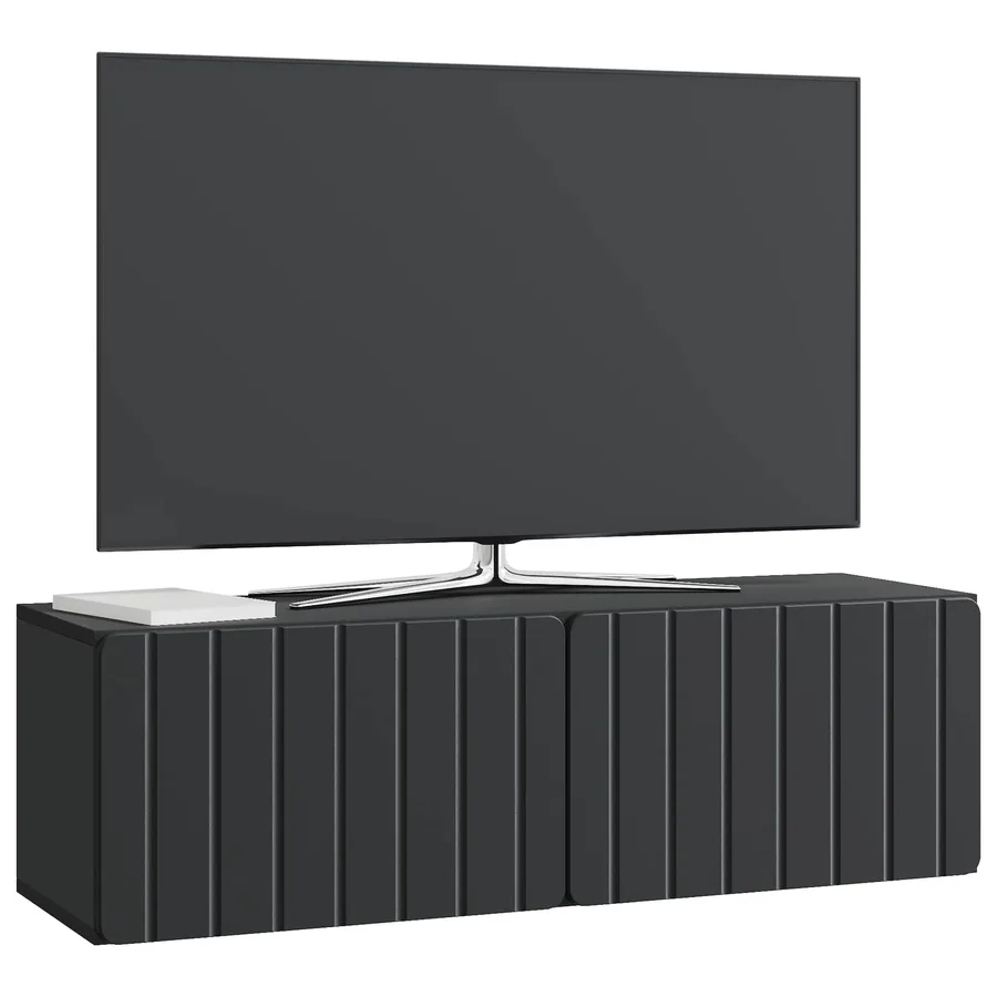 Meuble TV mural 98 x 31 x 30 cm Noir Bois d'ingénierie - 3