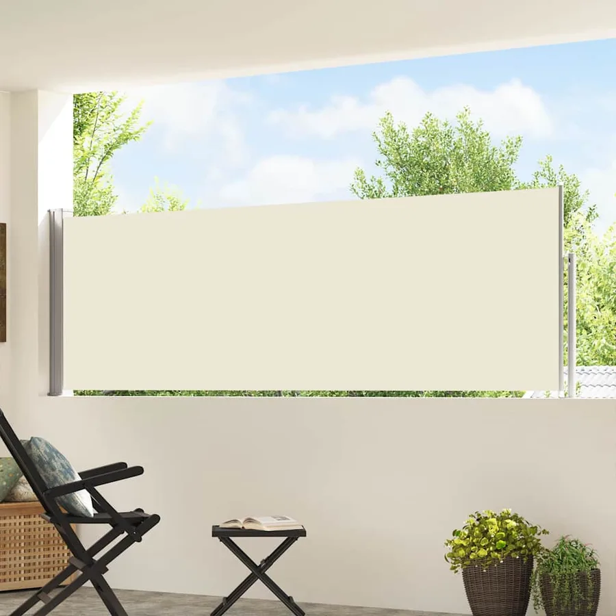 Auvent latéral rétractable de patio 100x500 cm Crème - 3