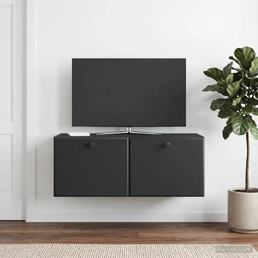 Meuble TV mural 78,5 x 31 x 30 cm Noir Bois d'ingénierie - 4