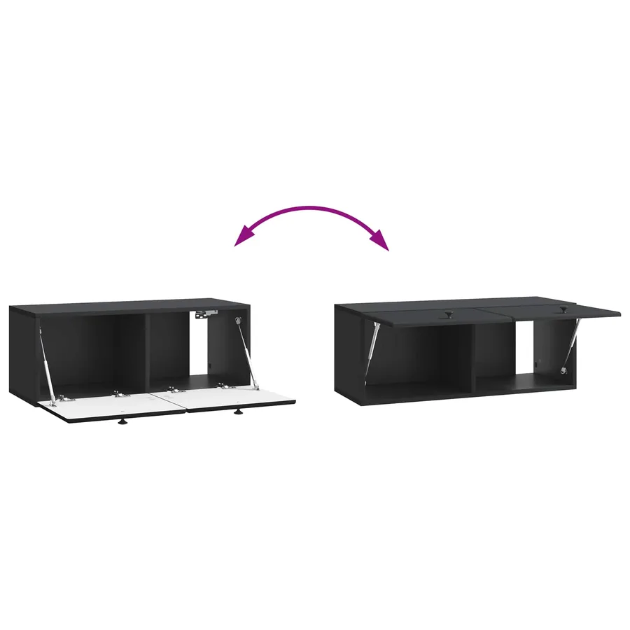 Meuble TV mural 78,5 x 31 x 30 cm Noir Bois d'ingénierie - 8
