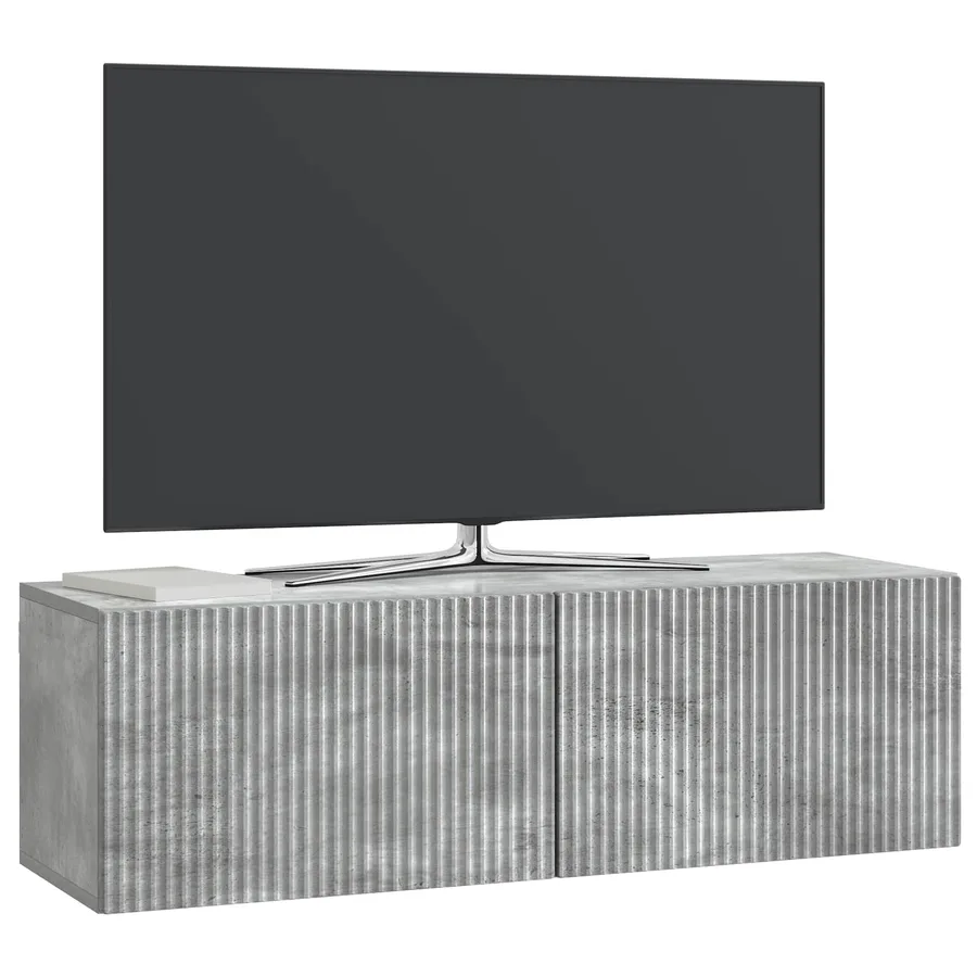 Meuble TV mural Gris béton 98 x 31 x 30 cm Bois d'ingénierie - 3