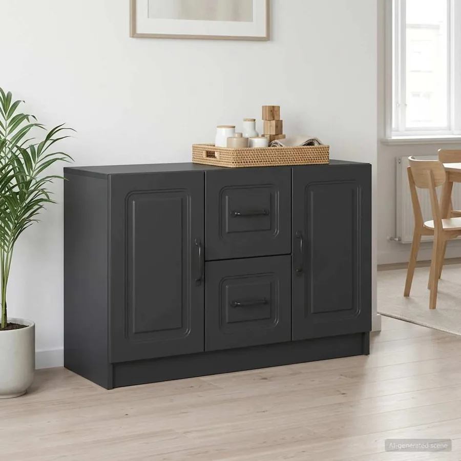 Buffet avec tiroir Noir 89 x 34,5 x 57 cm Bois d'ingénierie