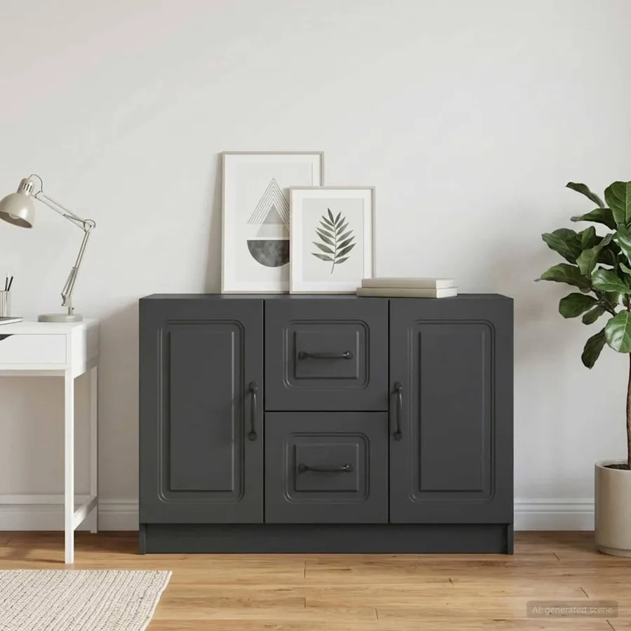 Buffet avec tiroir Noir 89 x 34,5 x 57 cm Bois d'ingénierie - 4