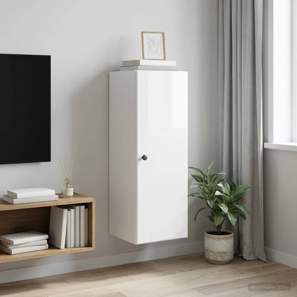 Armoire Murale Blanc brillant 33 x 34,5 x 90 cm