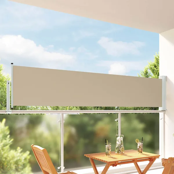 Auvent latéral 60 x 300 cm 100% polyester fer acier