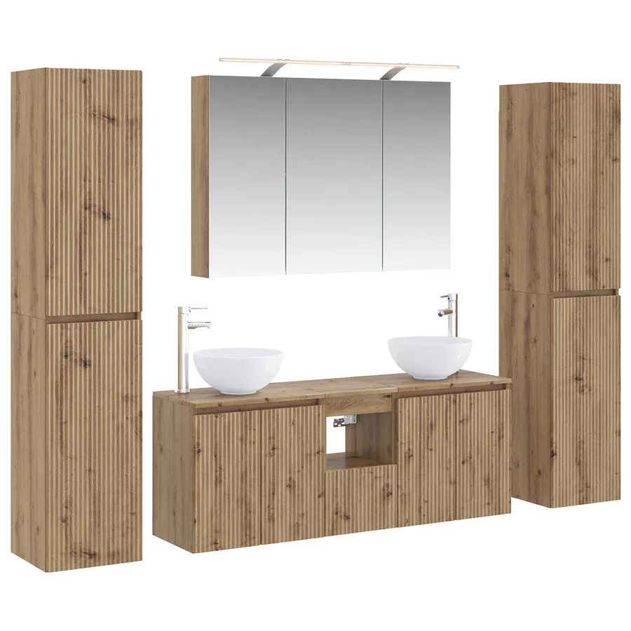 Ensemble de mobilier de salle de bain 6 pc Chêne artisanal - 2