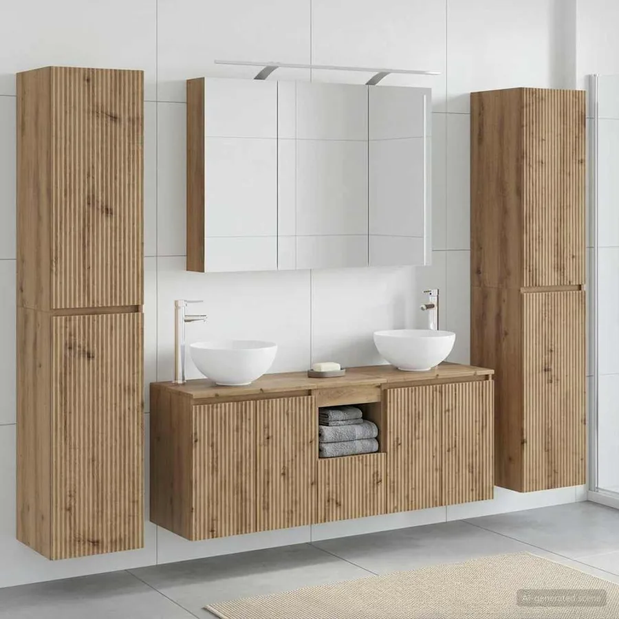 Ensemble de mobilier de salle de bain 6 pc Chêne artisanal - 4