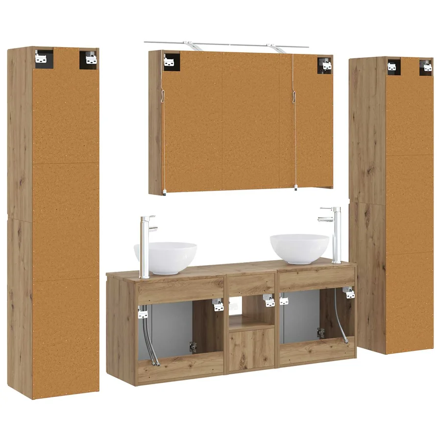 Ensemble de mobilier de salle de bain 6 pc Chêne artisanal - 9