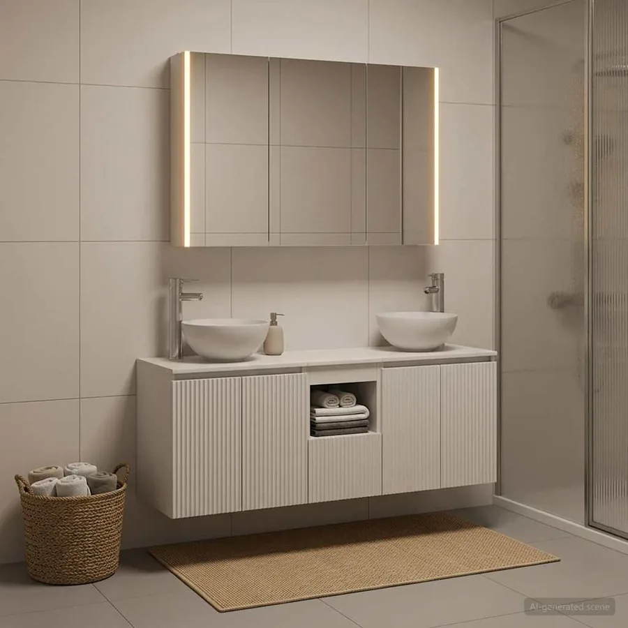 Ensemble d'armoire de salle de bain 4 pcs Blanc