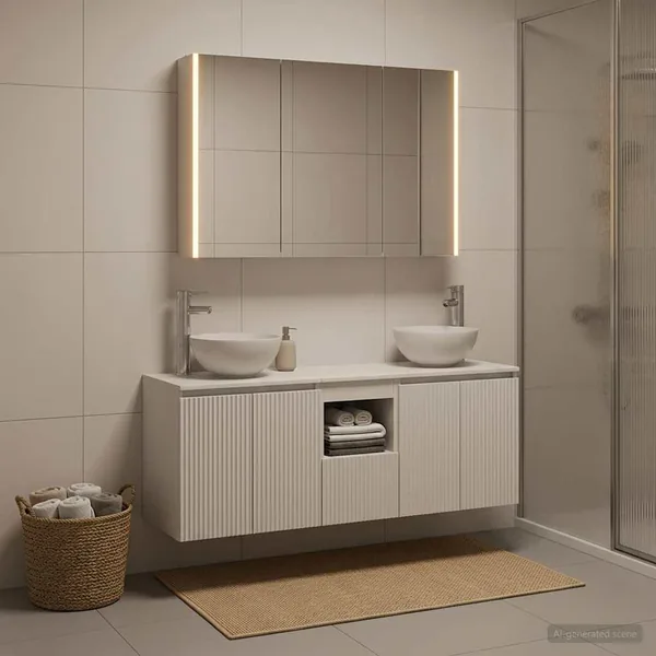 Ensemble d'armoire de salle de bain 4 pcs Blanc