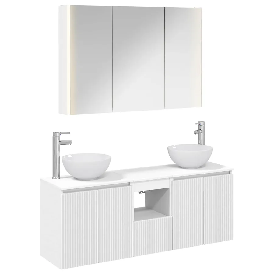 Ensemble d'armoire de salle de bain 4 pcs Blanc - 2