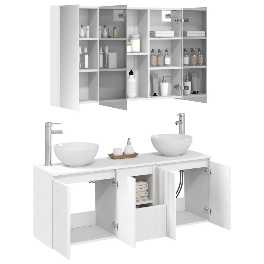 Ensemble d'armoire de salle de bain 4 pcs Blanc - 3