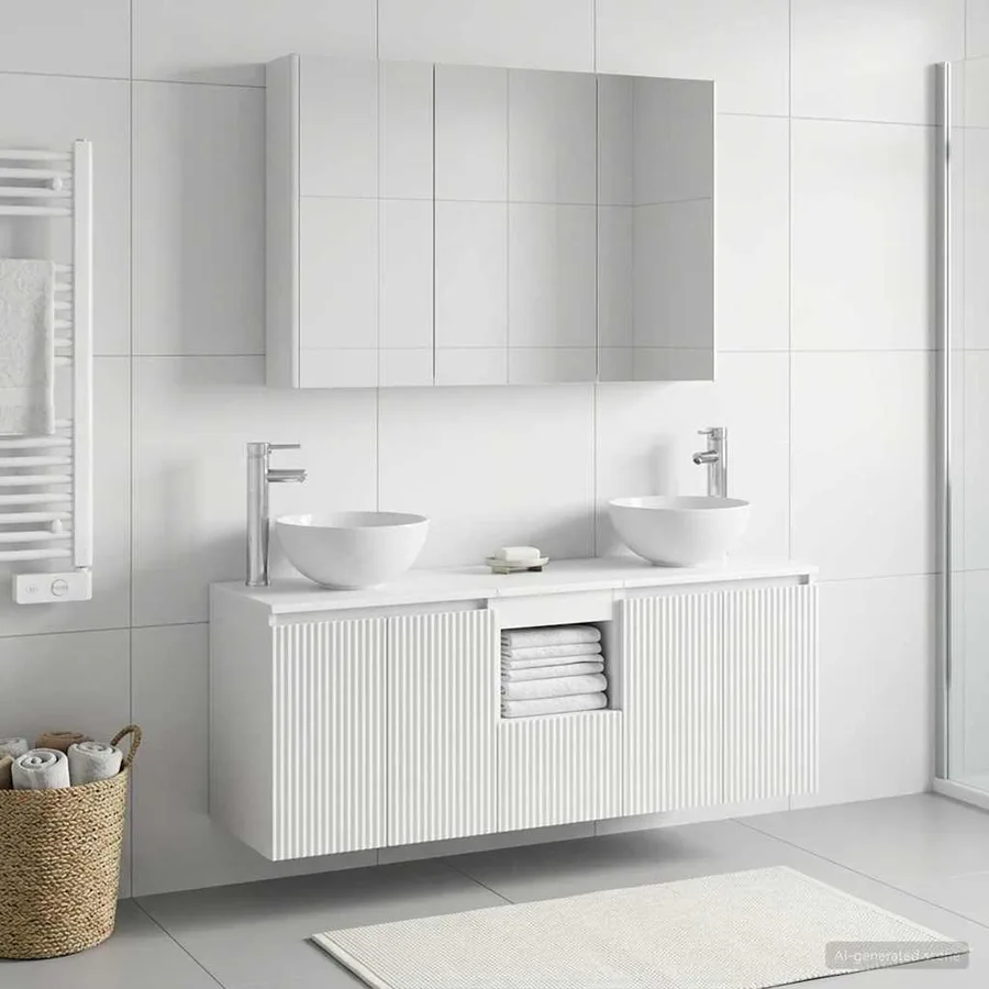 Ensemble d'armoire de salle de bain 4 pcs Blanc - 4