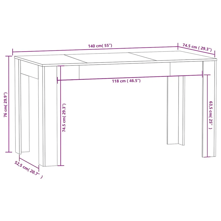 Table à manger Chêne sonoma 140x74,5x76 cm Bois d'ingénierie - 5