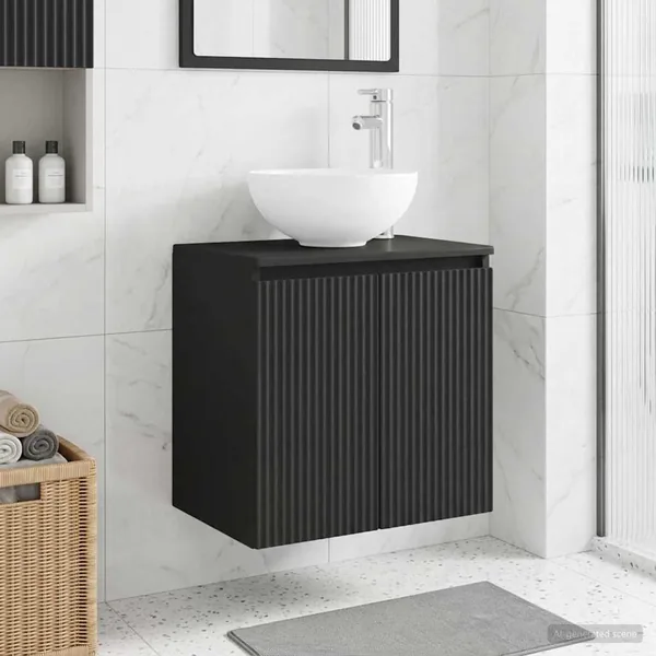 Vanité de lavabo mural Noir 49,5 x 35 x 63 cm Bois d'ingénierie