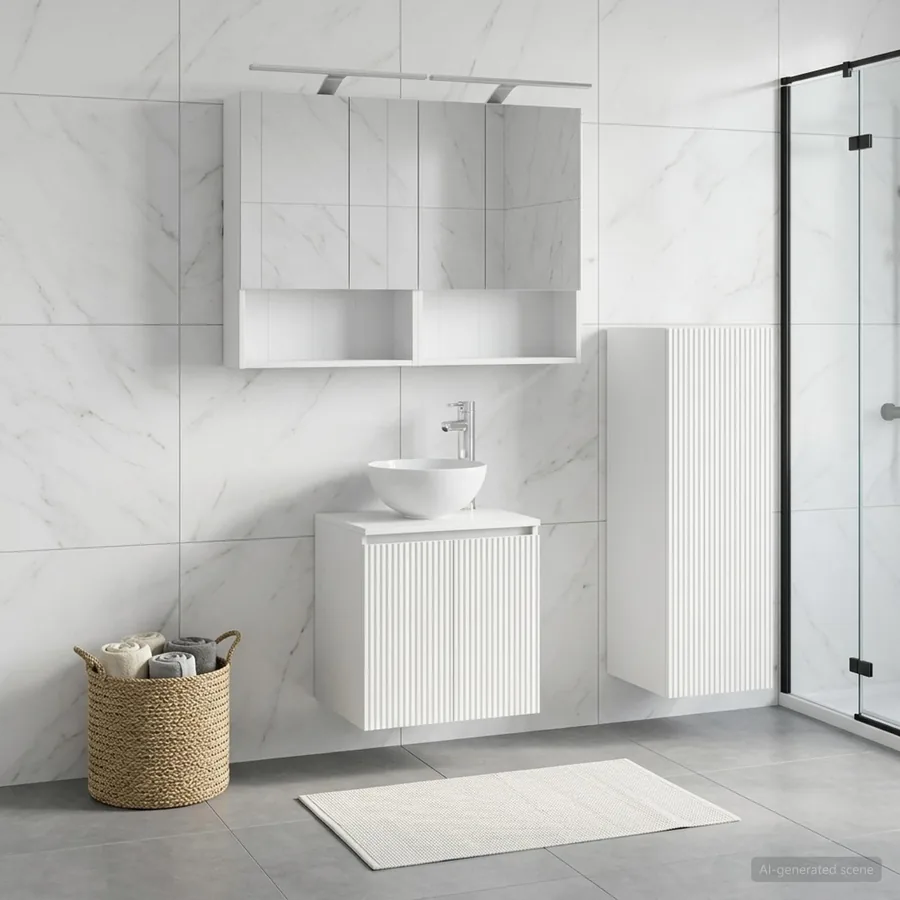 Ensemble de mobilier de salle de bain 4 pcs Blanc